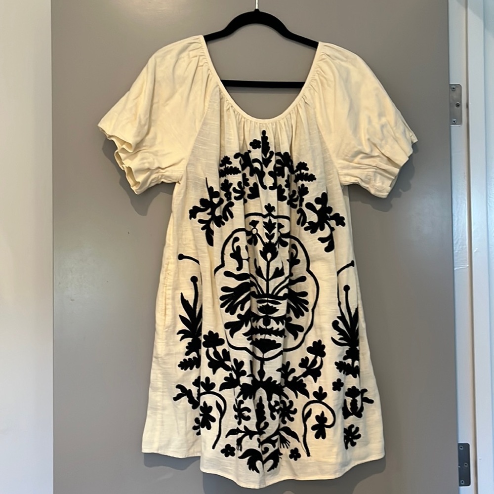 Free People Cream and Black Mini Dress